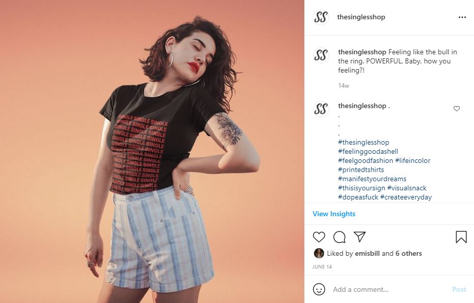 The Singles Shop Instagram copywriting example 4