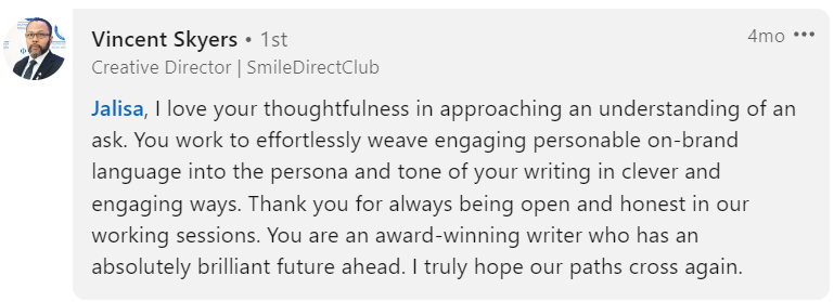 Vincent Skyers review of Jalisa's work